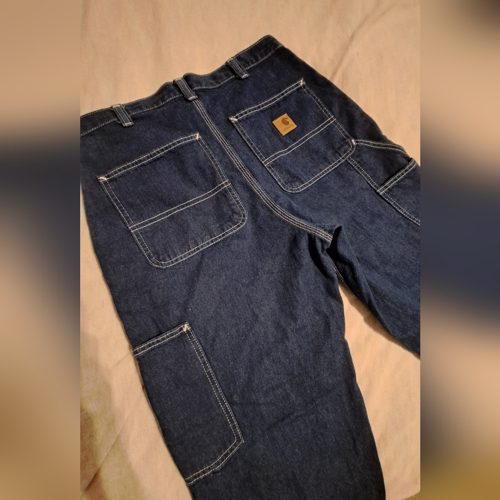 Dark Blue Carhartt Dungaree Jeans with Pockets